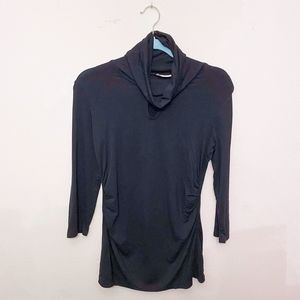 New York & Company 3/4 Long-Sleeved Turtleneck Shirt Black Size M